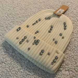 Steve Madden White with Jewels Knit Hat